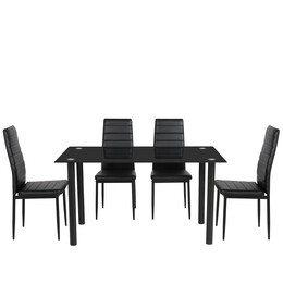 Σετ Τραπεζαρίας (4+1) ArteLibre TAGETES Μαύρο 120x70x75cm