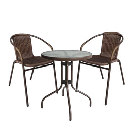 Σετ Τραπεζαρία Κήπου ArteLibre EARTH Μέταλλο Καφέ Με 2 Πολυθρόνες