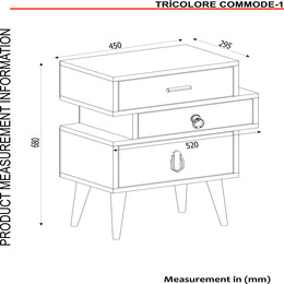 Κομοδίνο ArteLibre KIMOLOS Λευκό/Φυσικό/Καφέ 52x30x68cm