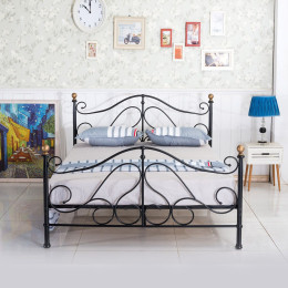 Κρεβάτι ArteLibre EVELYN Μεταλλικό Semy Glossy Black 210x159x109cm (Στρώμα 150x200cm)