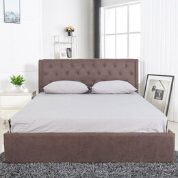 Κρεβάτι ArteLibre ASTER Σκούρο Καφέ Ύφασμα Με Αποθηκευτικό Χώρο 219x170x104cm (Στρώμα 160x200cm)