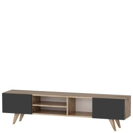 Έπιπλο Τηλεόρασης ArteLibre SKOPELOS Καρυδιά/Μαύρο 160x30x40cm