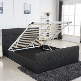 Κρεβάτι ArteLibre ANEMONE Μαύρο PU Με Αποθηκευτικό Χώρο 217x170x100cm (Στρώμα 160x200cm)