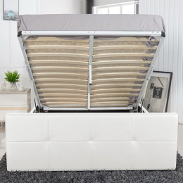 Κρεβάτι ArteLibre ANEMONE Λευκό PU Με Αποθηκευτικό Χώρο 217x170x100cm (Στρώμα 160x200cm)