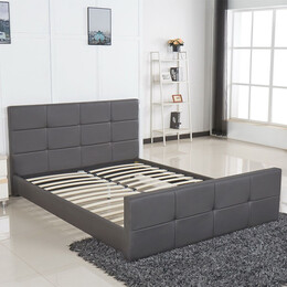 Κρεβάτι ArteLibre ANEMONE Γκρι PU 217x160x93cm (Στρώμα 150x200cm)