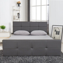 Κρεβάτι ArteLibre ANEMONE Γκρι PU 217x160x93cm (Στρώμα 150x200cm)