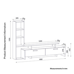 Σύνθετο ArteLibre KENTUCKY Sapphire/Λευκό Μοριοσανίδα 168x30x120cm