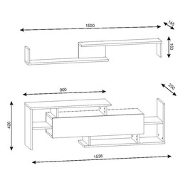 Σύνθετο Τηλεόρασης ArteLibre DREAM Φυσικό/Ανθρακί Μοριοσανίδα/Μελαμίνη 154x25x170cm