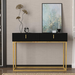 Κονσόλα ArteLibre MYKONOS Μαύρο/Μπρονζέ Μοριοσανίδα/Μελαμίνη/Μέταλλο 120x37x84cm