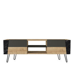 Έπιπλο Τηλεόρασης ArteLibre DIAPOROS Φυσικό/Μαύρο/Ανθρακί Μοριοσανίδα/Μελαμίνη 150x52x35cm