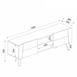 Έπιπλο Τηλεόρασης ArteLibre DIAPOROS Φυσικό/Μαύρο/Ανθρακί Μοριοσανίδα/Μελαμίνη 150x52x35cm