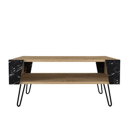 Τραπεζάκι Σαλονιού ArteLibre DIAPOROS Φυσικό/Μαύρο Μοριοσανίδα/Μελαμίνη 90x60x40cm