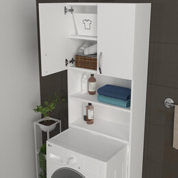 Έπιπλο Πλυντηρίου ArteLibre BIMBA Λευκό Μοριοσανίδα/Μελαμίνη 64x25x188cm