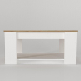 Τραπεζάκι Σαλονιού ArteLibre ALDEN Λευκό/Φυσικό Μοριοσανίδα/Μελαμίνη 90x60x42cm