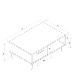 Τραπεζάκι Σαλονιού ArteLibre BANNO Φυσικό/Μαύρο Μοριοσανίδα/Μελαμίνη 90x60x38cm