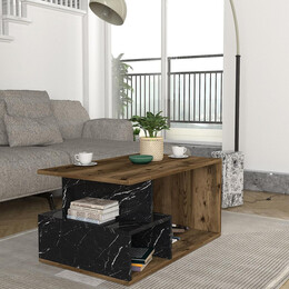 Τραπεζάκι Σαλονιού ArteLibre DRAKE Καρυδί/Μαύρο Μοριοσανίδα/Μελαμίνη 90x54x42cm