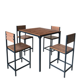 Σετ Τραπεζαρία (4+1) ArteLibre KOSI Καφέ/Μαύρο MDF/Μελαμίνη 90x90x90cm