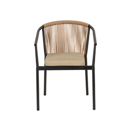 Πολυθρόνα Κήπου ArteLibre MANDRAKA Μαύρο/Φυσικό Αλουμίνιο/Rattan 57x61x78cm