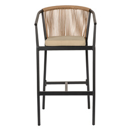 Σκαμπό ArteLibre MANDRAKA Μαύρο/Φυσικό Αλουμίνιο/Rattan 56x63x108cm