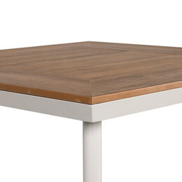 Τραπέζι Κήπου ArteLibre EPUPA Λευκό/Καρυδί Αλουμίνιο/Ξύλο 80x80x73cm