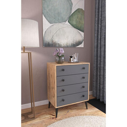 Συρταριέρα ArteLibre AMARI Δρυς/Ανθρακί Μοριοσανίδα 72x43x96cm