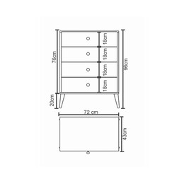 Συρταριέρα ArteLibre AMARI Δρυς/Ανθρακί Μοριοσανίδα 72x43x96cm