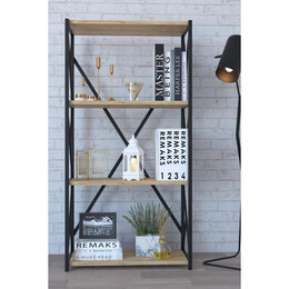 Βιβλιοθήκη ArteLibre IKE Δρυς/Μαύρο Μοριοσανίδα/Μέταλλο 70x34x114.5cm