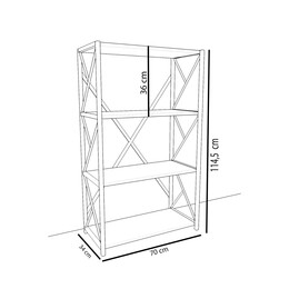 Βιβλιοθήκη ArteLibre IKE Δρυς/Μαύρο Μοριοσανίδα/Μέταλλο 70x34x114.5cm