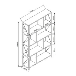 Βιβλιοθήκη ArteLibre JUMA Μαύρο Μοριοσανίδα/Μέταλλο 90x26x150cm