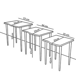 Τραπεζάκι Βοηθητικό ArteLibre NURU Γκρι/Όψη Μαρμάρου Μοριοσανίδα/Ξύλο 53x35x52/44x35x47/35x35x42cm Σετ 3Τμχ