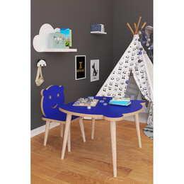 Τραπεζάκι Παιδικό ArteLibre AMAHLE Με Κάθισμα Μπλε MDF/Ξύλο 46x50x42cm