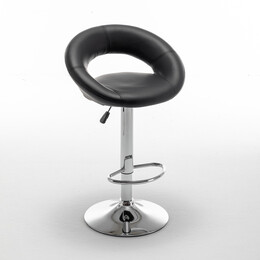 Σκαμπό Bar ArteLibre FETT Με Πλάτη Πτυσσόμενο Μαύρο PU/Μέταλλο 54x49x81-103cm