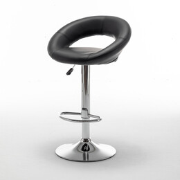 Σκαμπό Bar ArteLibre FETT Με Πλάτη Πτυσσόμενο Μαύρο PU/Μέταλλο 54x49x81-103cm