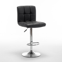 Σκαμπό Bar ArteLibre DIN Με Πλάτη Πτυσσόμενο Μαύρο PVC/Μέταλλο 44x50x92-113cm