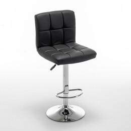 Σκαμπό Bar ArteLibre DIN Με Πλάτη Πτυσσόμενο Μαύρο PVC/Μέταλλο 44x50x92-113cm