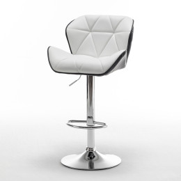 Σκαμπό Bar ArteLibre DRASH Με Πλάτη Πτυσσόμενο Λευκό/Μαύρο PU/Μέταλλο 54x52x87-109cm