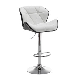 Σκαμπό Bar ArteLibre DRASH Με Πλάτη Πτυσσόμενο Λευκό/Μαύρο PU/Μέταλλο 54x52x87-109cm