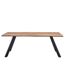 Τραπέζι Τραπεζαρίας ArteLibre AOSA Honey Maple/Μαύρο MDF/Μέταλλο 200x100x76cm