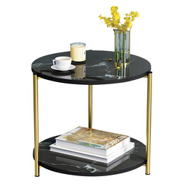 Τραπεζάκι Σαλονιού ArteLibre ALGETI Μαύρο Με Όψη Μαρμάρου MDF/Μέταλλο Φ40x43cm