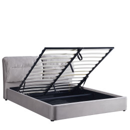 Κρεβάτι Διπλό ArteLibre ACAENA Γκρι Βελούδο (Στρώμα 160x200cm)