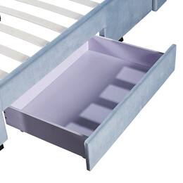 Κρεβάτι Διπλό ArteLibre ANNONA Γαλάζιο Βελούδο (Στρώμα 160x200cm)