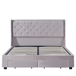 Κρεβάτι Διπλό ArteLibre ANNONA Ivory Βελούδο (Στρώμα 160x200cm)