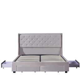 Κρεβάτι Διπλό ArteLibre ANNONA Ivory Βελούδο (Στρώμα 160x200cm)