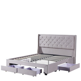 Κρεβάτι Διπλό ArteLibre ANNONA Ivory Βελούδο (Στρώμα 160x200cm)