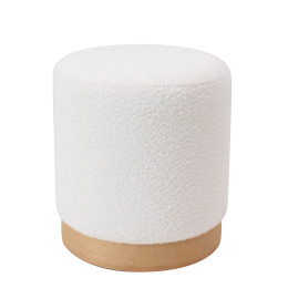 Σκαμπό ArteLibre KENTUCK Με Ξύλινη Βάση Λευκό Ύφασμα Μπουκλέ 38x38x40cm