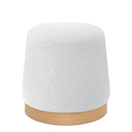 Σκαμπό ArteLibre PRIMULA Με Ξύλινη Βάση Λευκό Ύφασμα Teddy 38x38x41cm