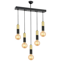 Φωτιστικό Κρεμαστό ArteLibre AQUILA Πεντάφωτο Μαύρο/Χρυσό Μέταλλο 70x90cm