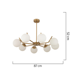 Φωτιστικό Κρεμαστό ArteLibre CRATER Οχτάφωτο Χρυσό/Λευκό Μέταλλο/Γυαλί 87x52cm