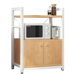 Ραφιέρα Κουζίνας ArteLibre STOAT Φυσικό/Λευκό MDF/Μέταλλο 60x36x82cm