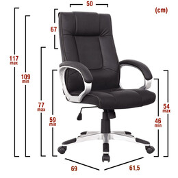 Καρέκλα Γραφείου ArteLibre ΡHNH Μαύρο PU 61.5x69x109-117cm